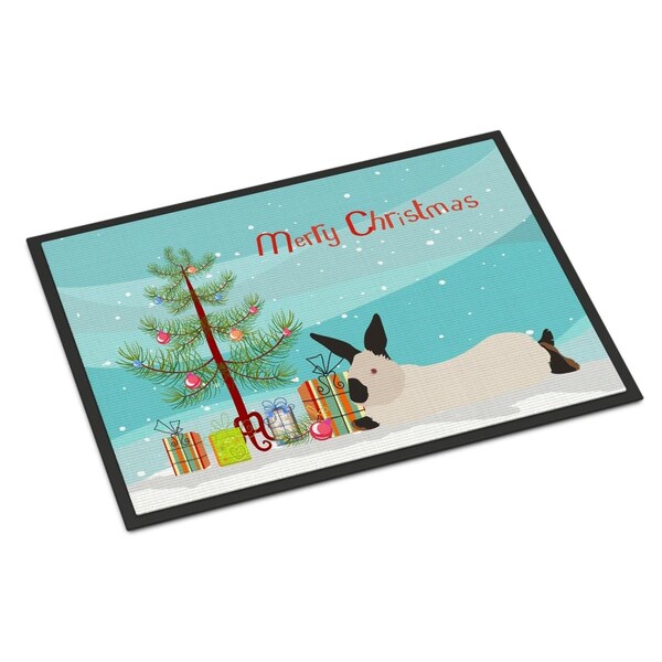 Carolines Treasures California White Rabbit Christmas Indoor or Outdoor Mat, 18 x 27 in. BB9334MAT - main